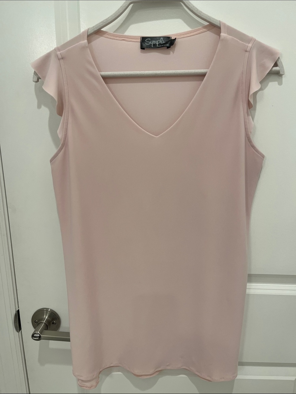 Sympli Soft Blush Pink V-Neck Flutter Sleeve Camisole